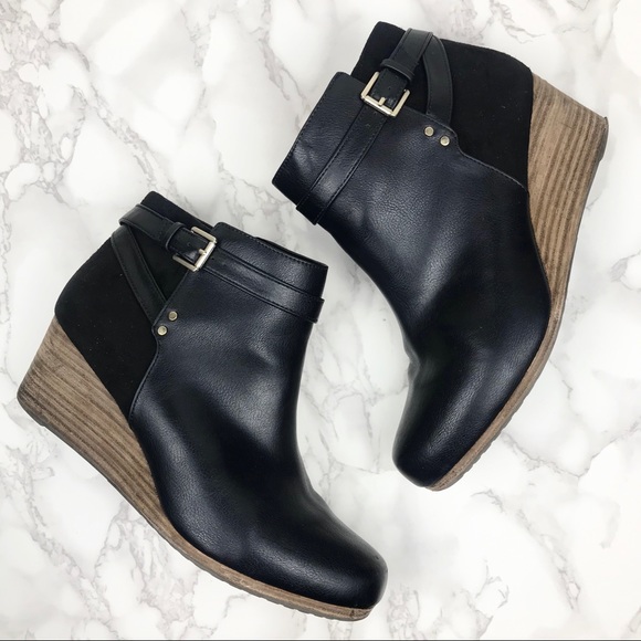 dr scholls black wedge booties
